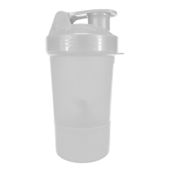 White Gym Bottle Shaker With Compartment 580 ml