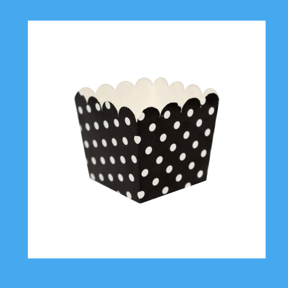 Food Container made with Recyclable Material, Black Color or Black Polkadot