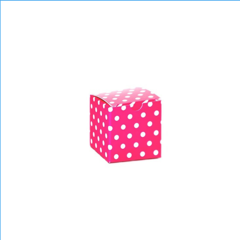 Promotional Square Box made with Recycled Material - Smooth Pink or PolkaDot
