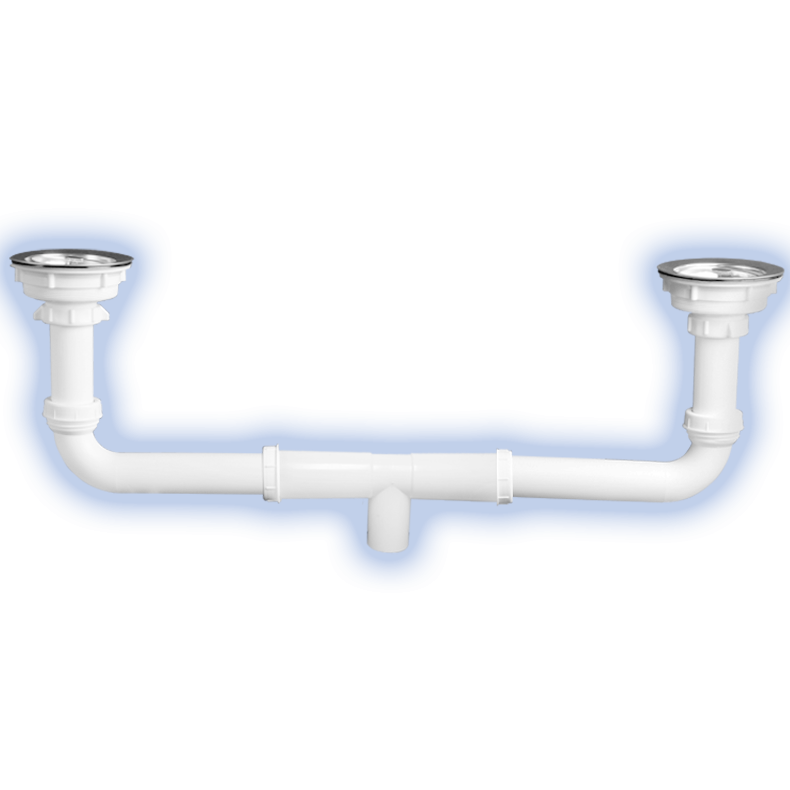RIGID STANDARD (AMERICAN) DRAIN WITH TWO COMBINED SINK STRAINERS.