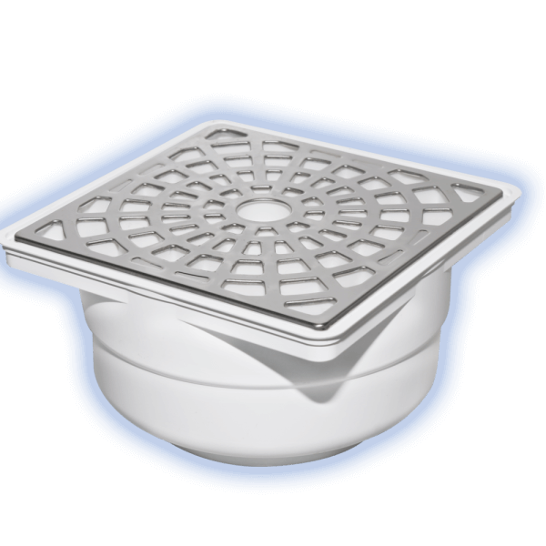 UNIVERSAL SQUARE DRAIN WITH STAINLESS STEEL COVER AND HYGIENIC LID