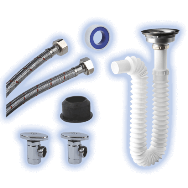 KITCHEN SINK INSTALLATION KIT W/ 2 ZINC ANGLE VALVES (½’’ X ½’’)