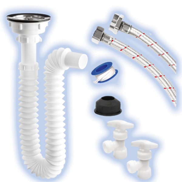 KITCHEN SINK INSTALLATION KIT W/ 2 ACETAL RESIN ANGLE VALVES (½’’ X ½’’)