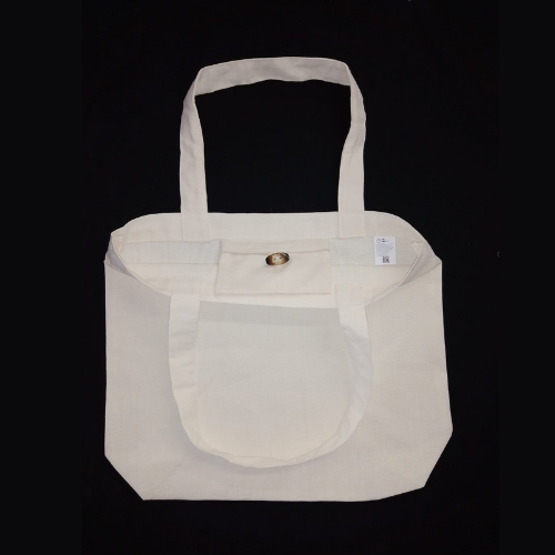 Raw Canvas Bag 100% Cotton With Pouch And Button