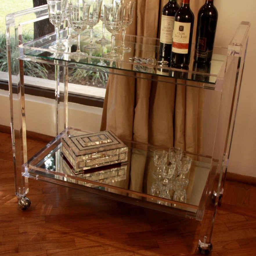 2" Acrylic Rolling Trolley Bar with Mirrors