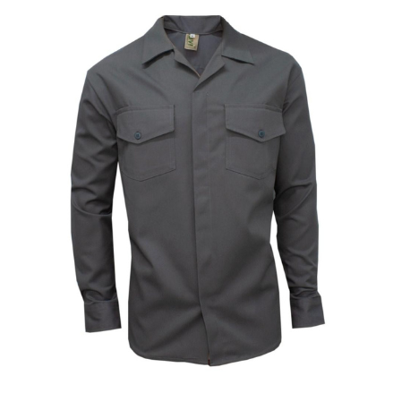 Work Shirt with Button Cover and Two Pockets