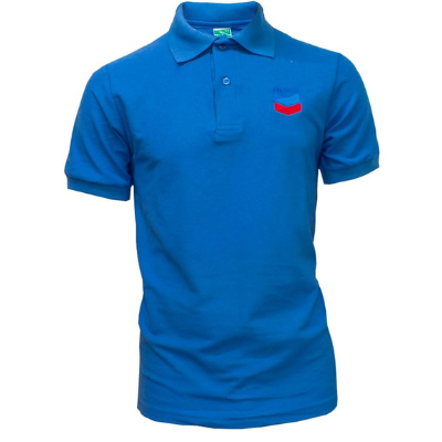 Short Sleeve Polo Shirt Blue Color and Customizable Embroidery